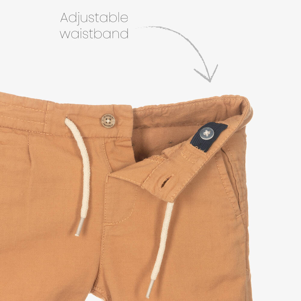 Mayoral-Boys Brown Cotton & Linen Shorts | Childrensalon Outlet