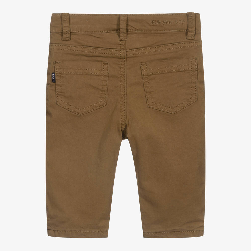 Mayoral-Boys Brown Cotton Trousers | Childrensalon Outlet