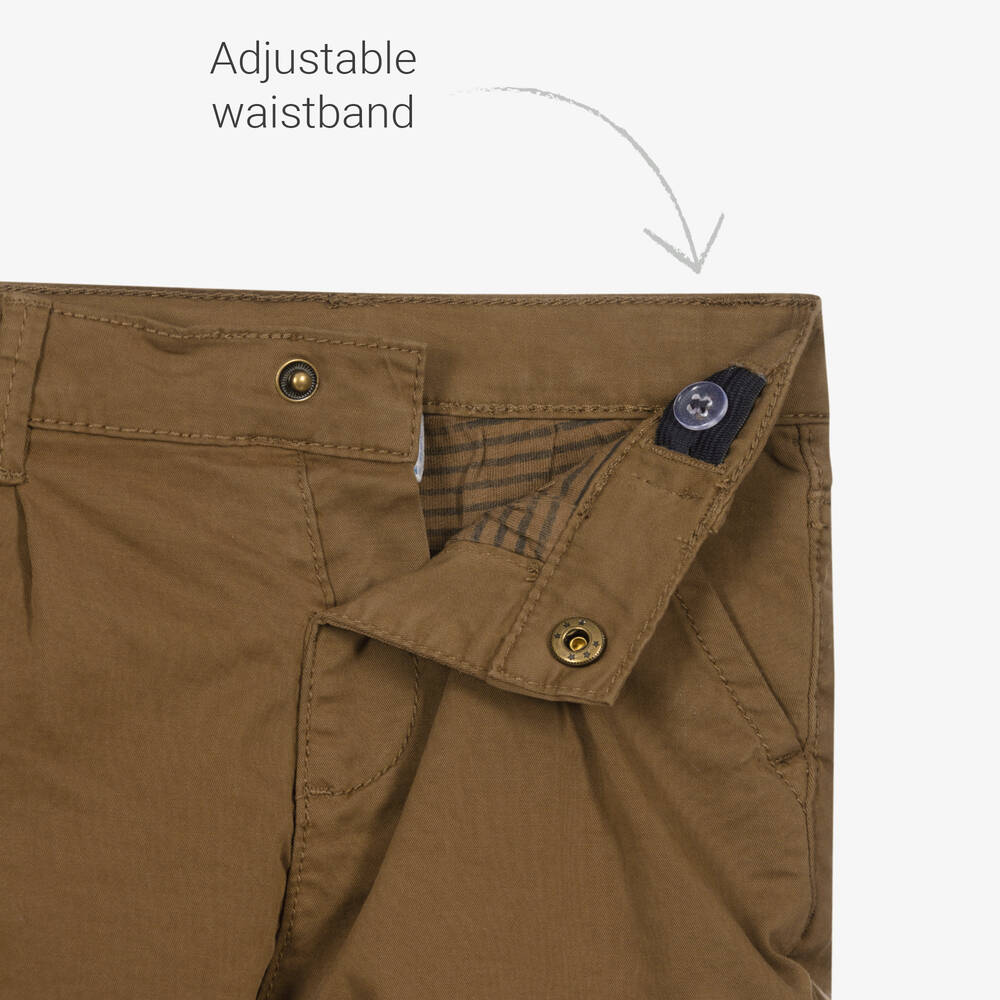 Mayoral-Boys Brown Cotton Trousers | Childrensalon Outlet