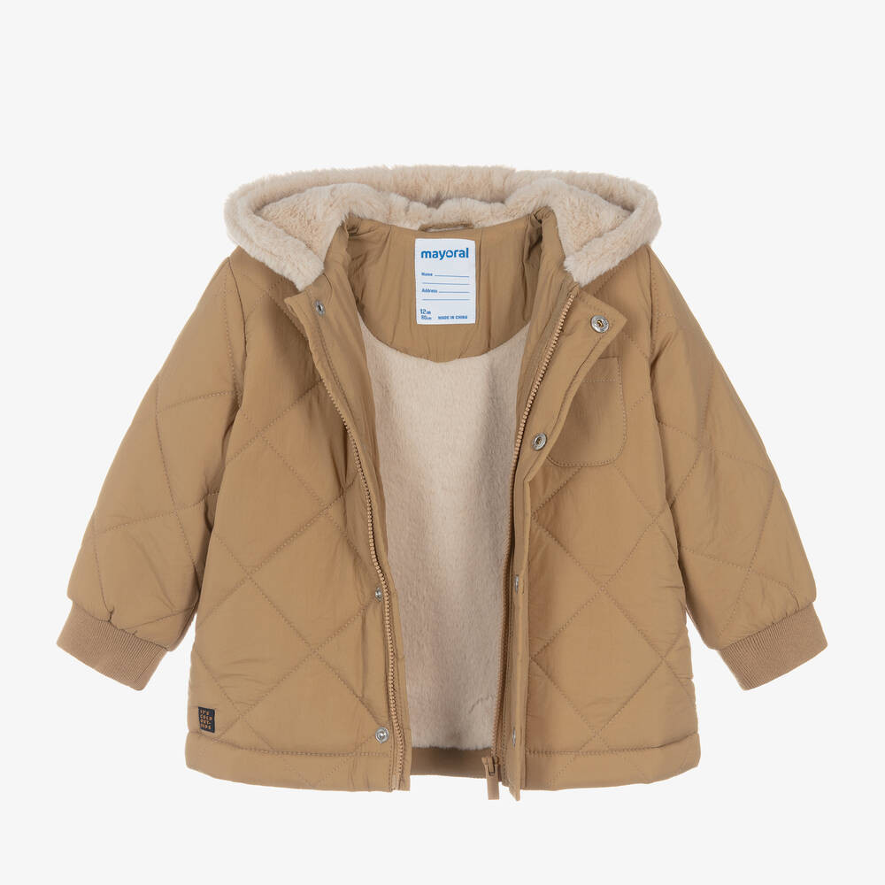 Mayoral-Boys Brown Quilted Coat | Childrensalon Outlet