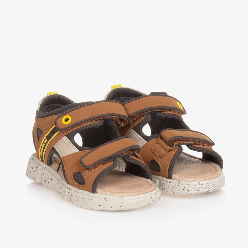 Mayoral-Boys Brown Velcro Sandals | Childrensalon Outlet