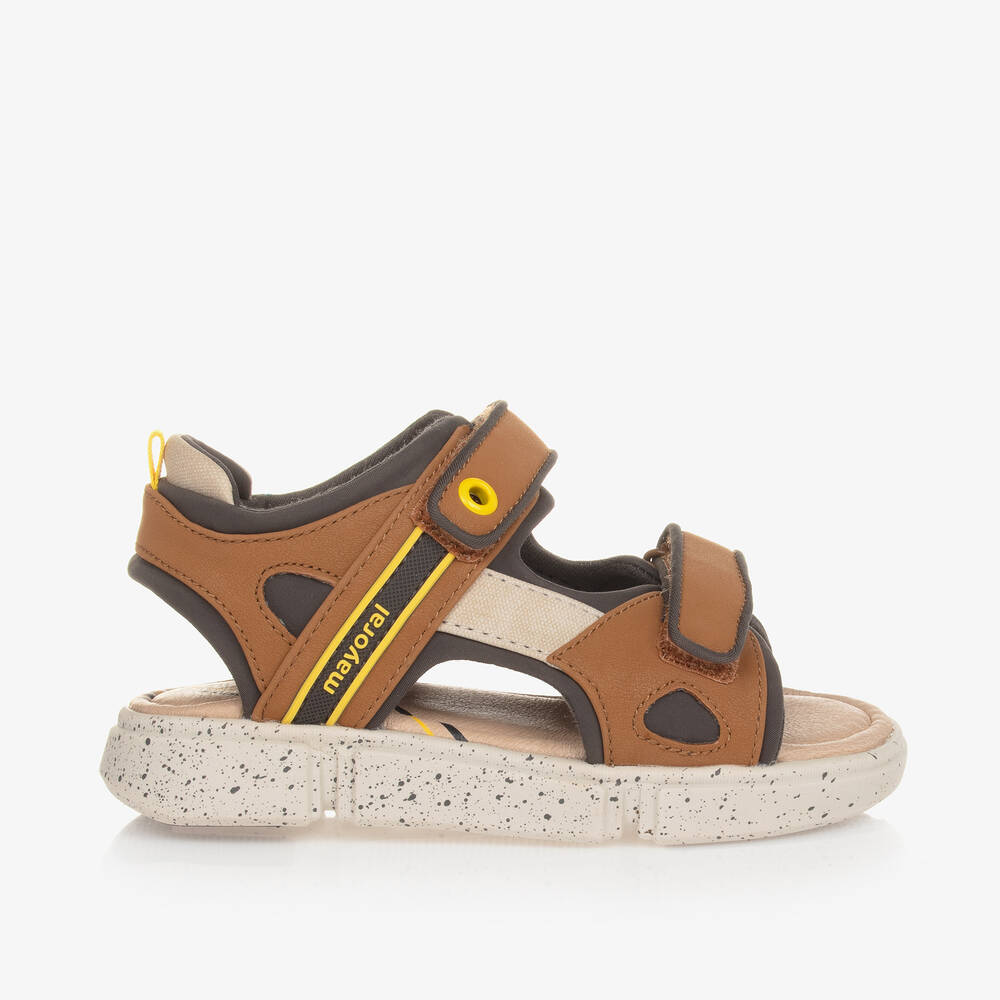 Mayoral-Boys Brown Velcro Sandals | Childrensalon Outlet
