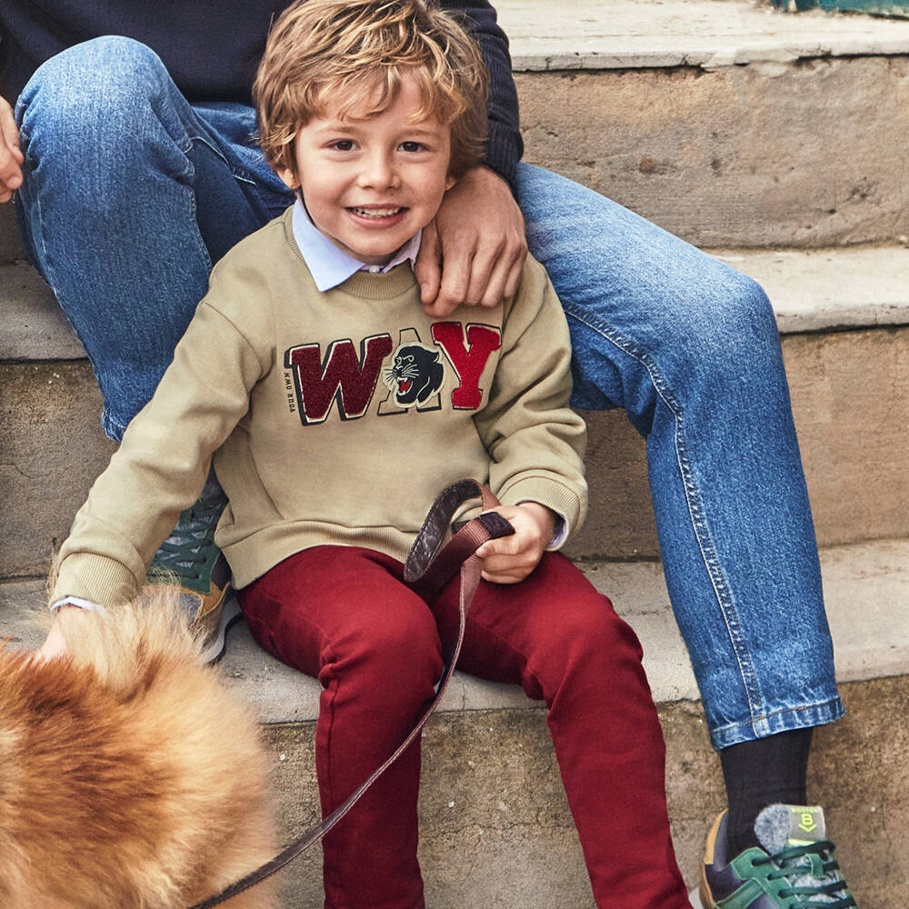 Mayoral-Boys Burgundy Cotton Joggers | Childrensalon Outlet