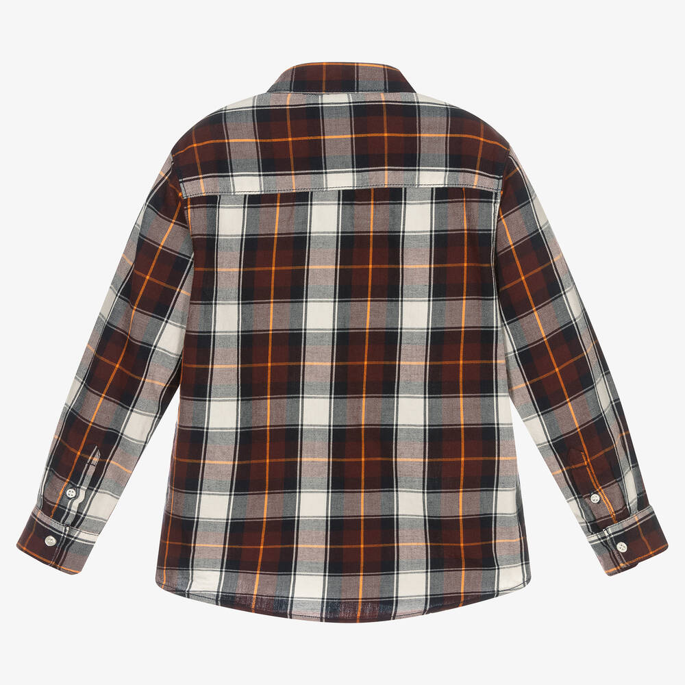 Mayoral-Boys Burgundy Red Checked Shirt | Childrensalon Outlet