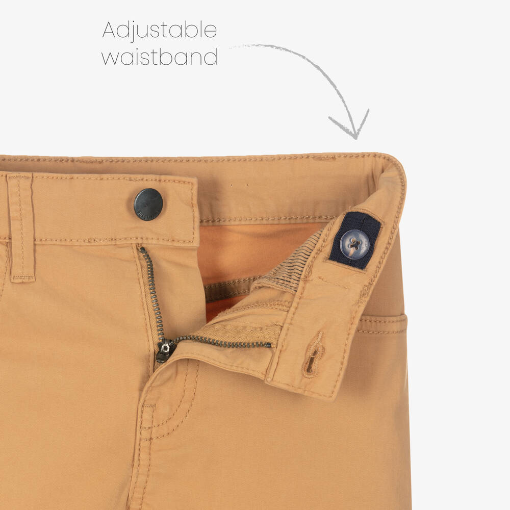 Mayoral-Boys Camel Beige Cotton Twill Shorts | Childrensalon Outlet