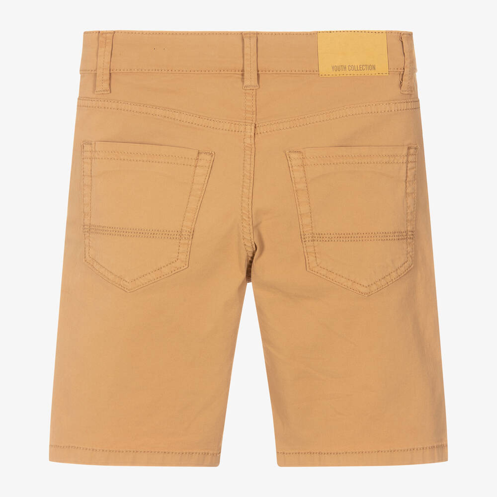 Mayoral-Boys Camel Beige Cotton Twill Shorts | Childrensalon Outlet