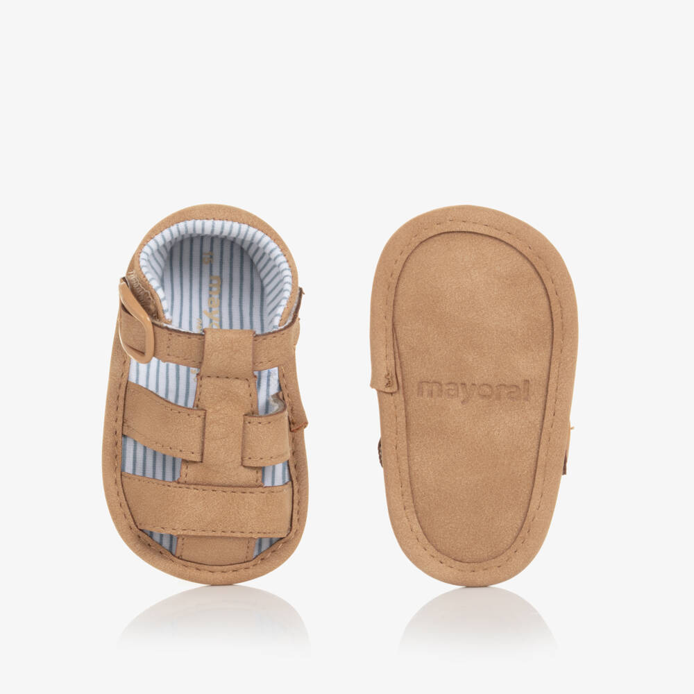 Mayoral Newborn-Boys Camel Faux Leather Pre-Walkers | Childrensalon Outlet