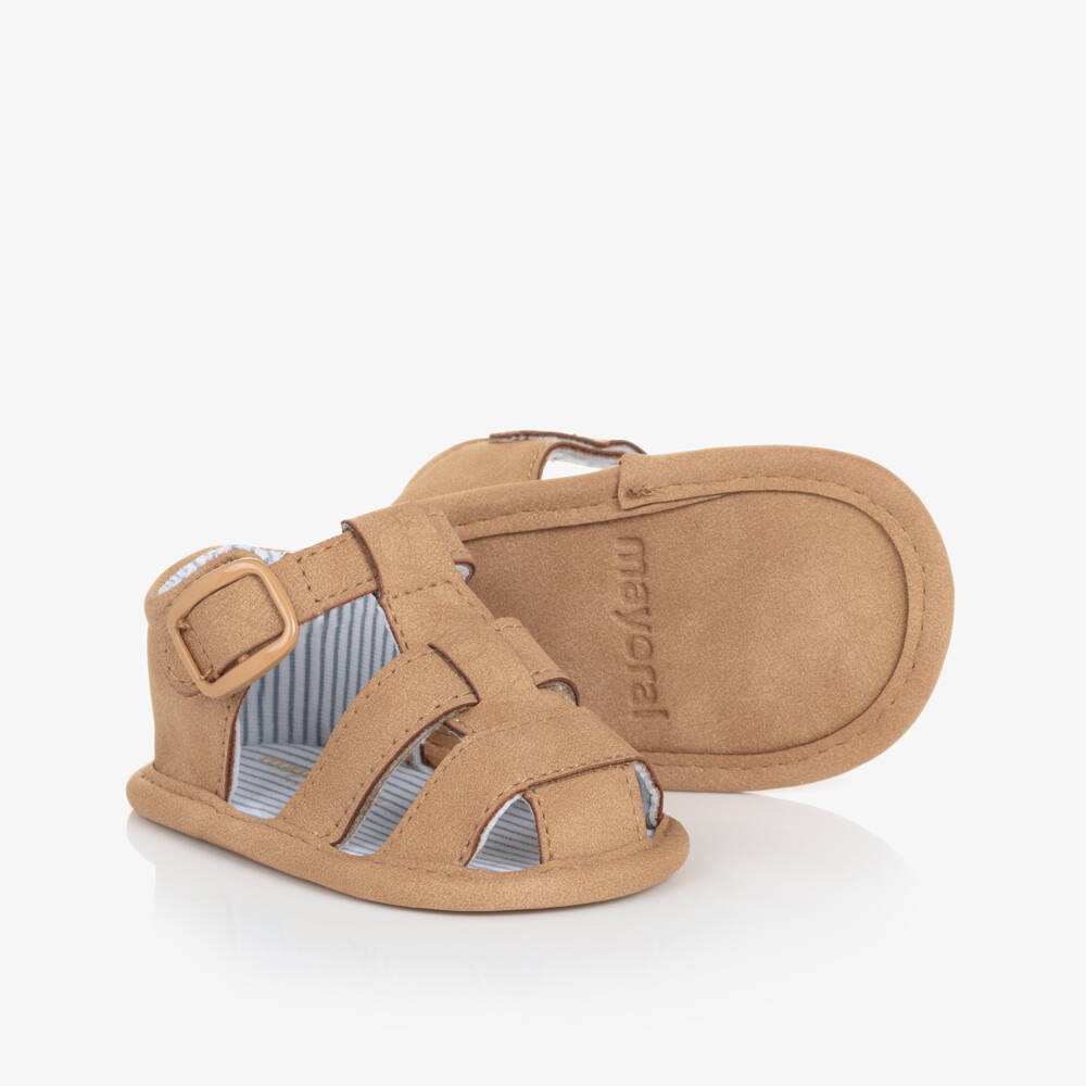 Mayoral Newborn-Boys Camel Faux Leather Pre-Walkers | Childrensalon Outlet