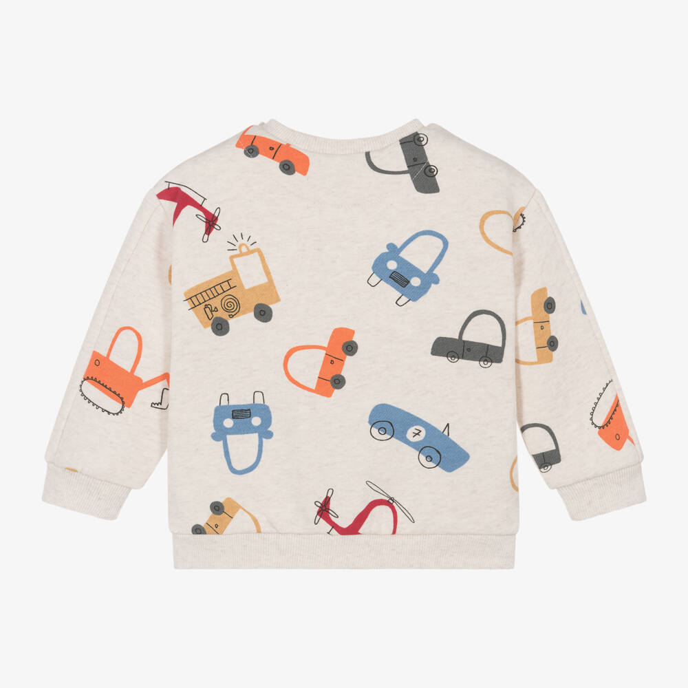 Mayoral-Boys Car Pattern Beige Sweatshirt | Childrensalon Outlet