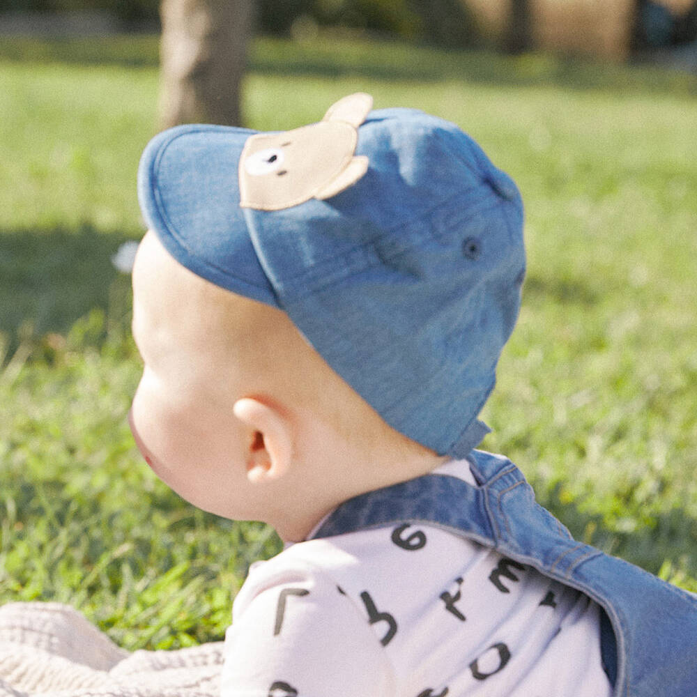 Mayoral Newborn-Boys Chambray Blue Bear Hat | Childrensalon Outlet