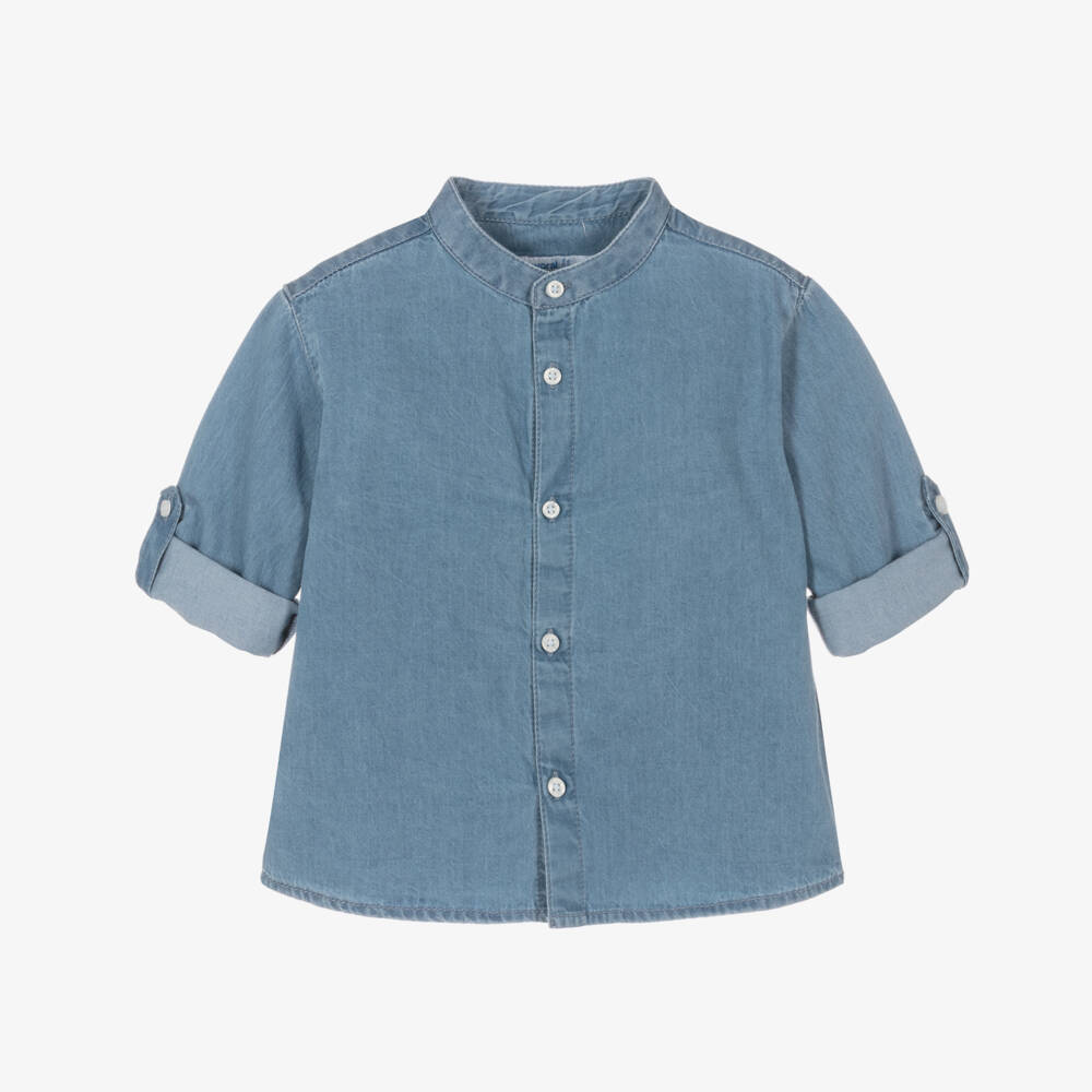 Mayoral-Boys Chambray Collar-Free Shirt | Childrensalon Outlet