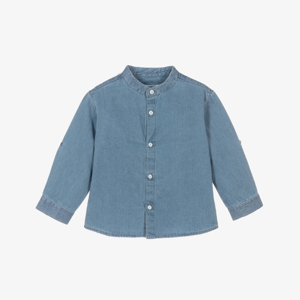 Mayoral-Boys Chambray Collar-Free Shirt | Childrensalon Outlet