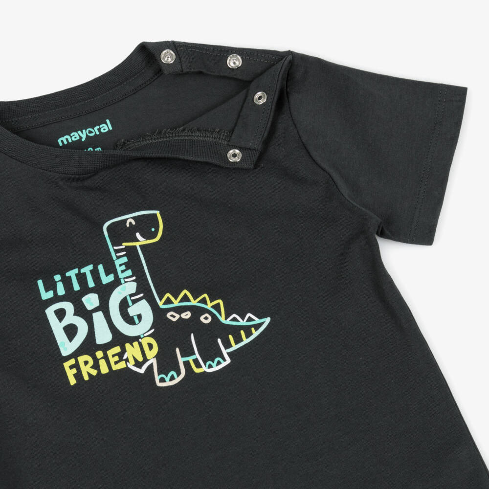 Mayoral-Boys Charcoal Dino Cotton Tee | Childrensalon Outlet