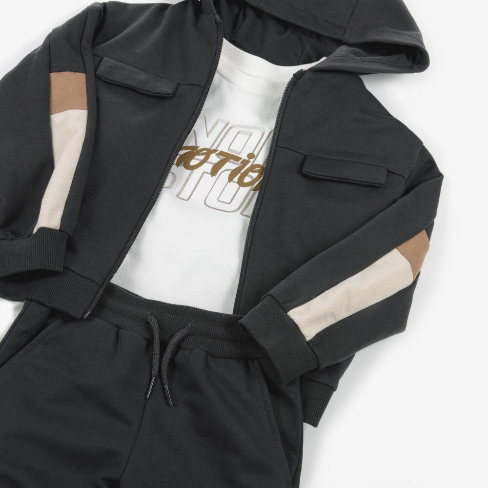 Mayoral-Boys Charcoal Grey Cotton Tracksuit Set | Childrensalon Outlet
