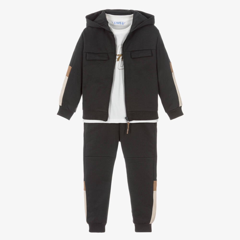 Mayoral-Boys Charcoal Grey Cotton Tracksuit Set | Childrensalon Outlet