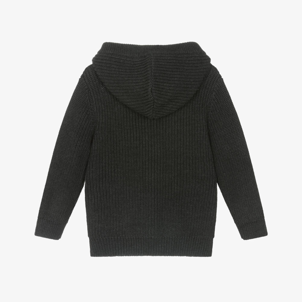 Mayoral-Boys Charcoal Grey Knitted Zip-Up Hooded Top | Childrensalon Outlet