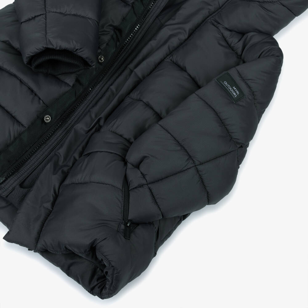 Mayoral-Boys Charcoal Hooded Puffer Jacket | Childrensalon Outlet