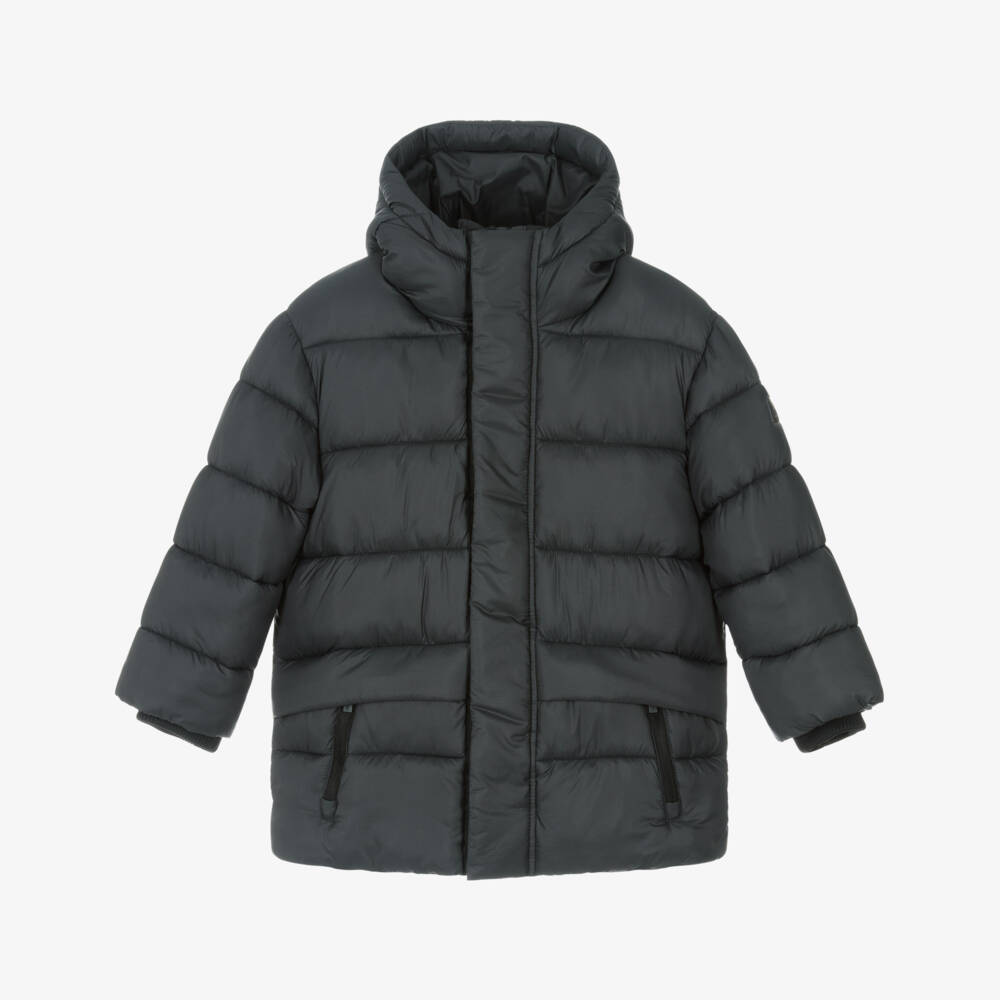 Mayoral-Boys Charcoal Hooded Puffer Jacket | Childrensalon Outlet