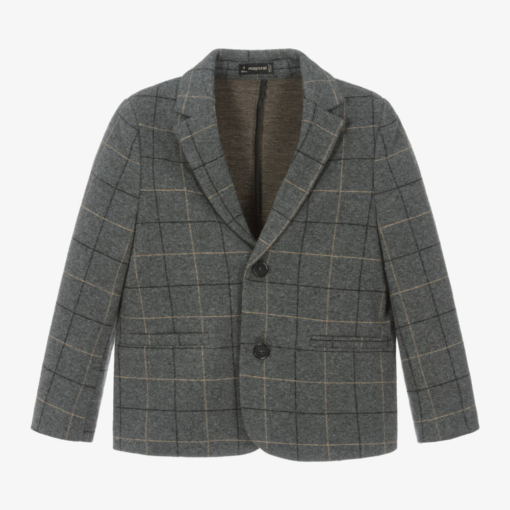 Mayoral-Серый клетчатый пиджак для мальчиков | Childrensalon Outlet