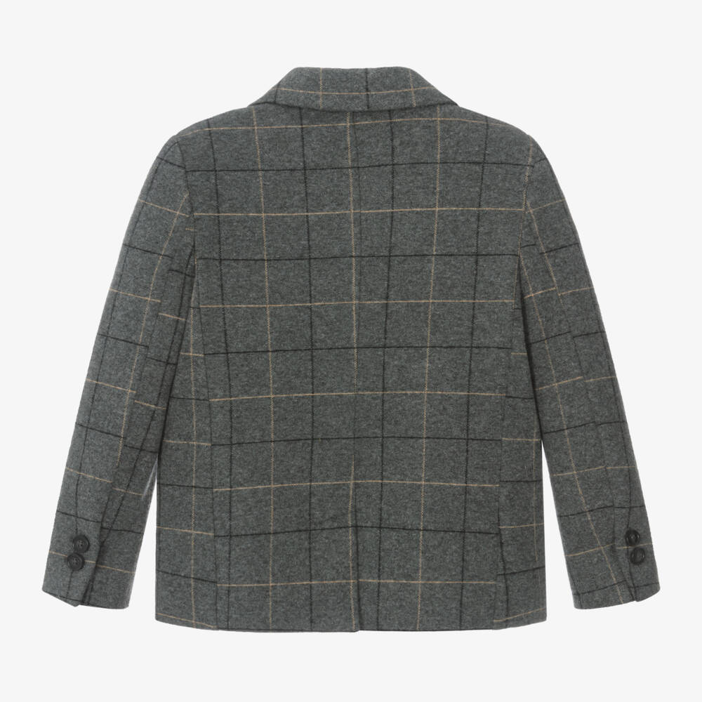 Mayoral-Boys Check Pattern Grey Blazer | Childrensalon Outlet