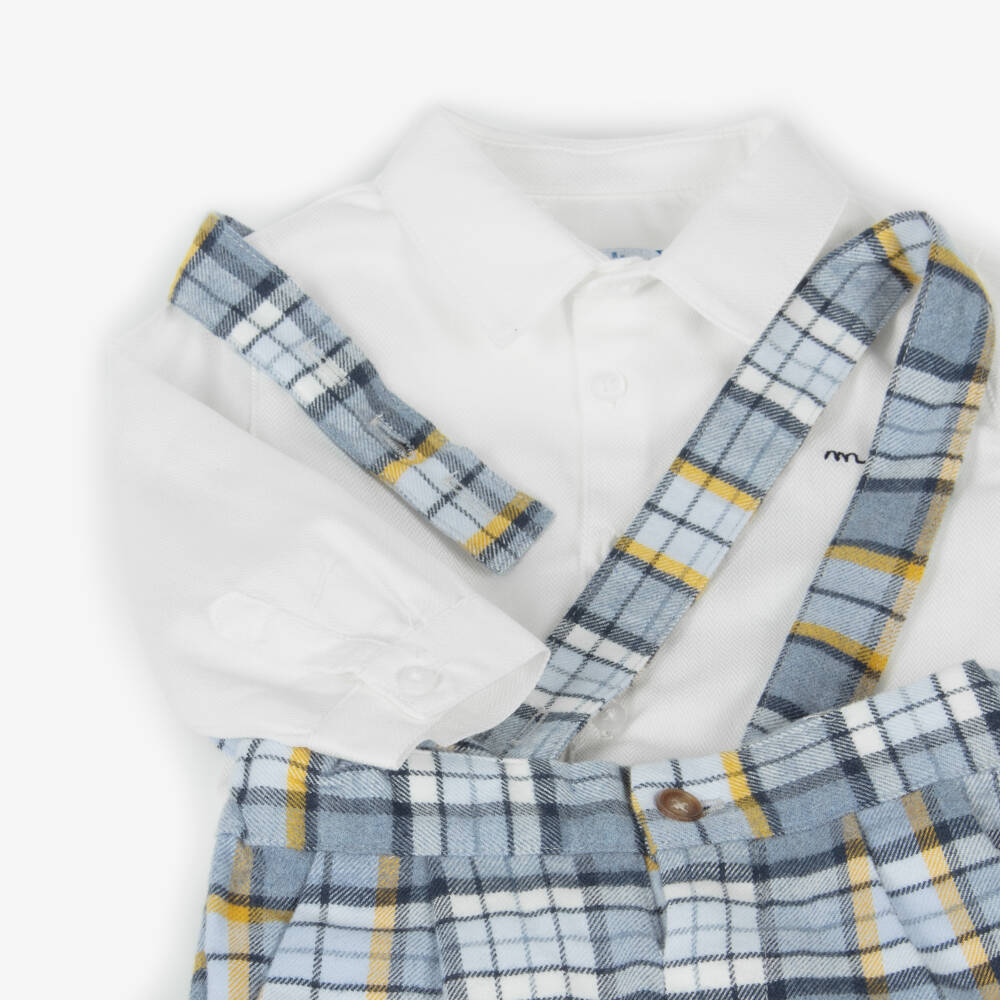 Mayoral-Boys Checked Blue Cotton Set | Childrensalon Outlet