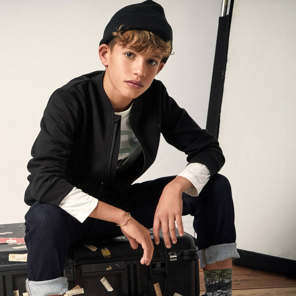 Mayoral Nukutavake-Boys Chic Black Jersey Zip Jacket | Childrensalon Outlet