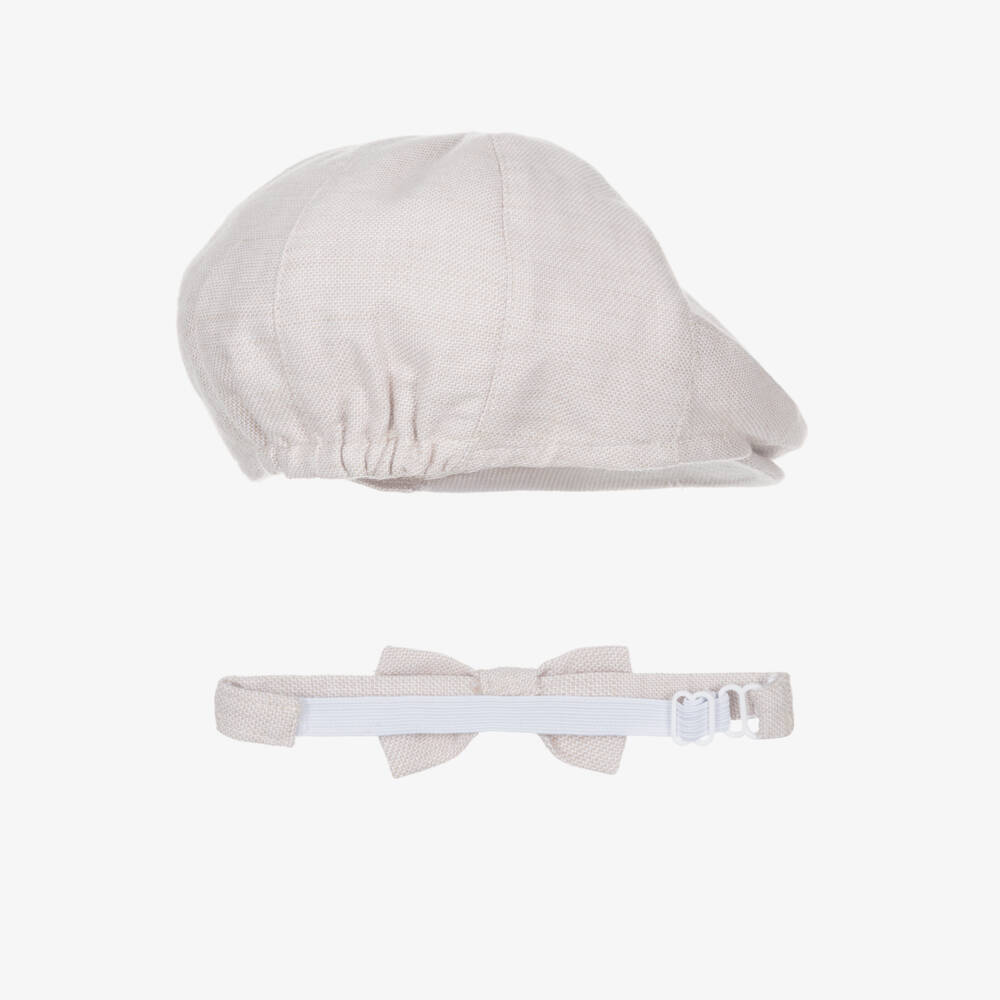 Mayoral Newborn-Boys' Classic Beige Cap & Bow | Childrensalon Outlet