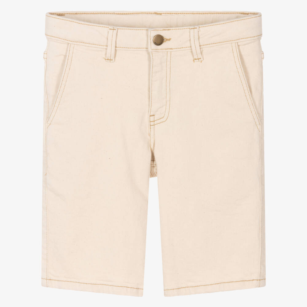Mayoral Nukutavake-Boys Classic Beige Stretch Denim Bermudas | Childrensalon Outlet