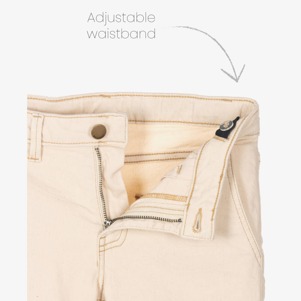 Mayoral Nukutavake-Boys Classic Beige Stretch Denim Bermudas | Childrensalon Outlet