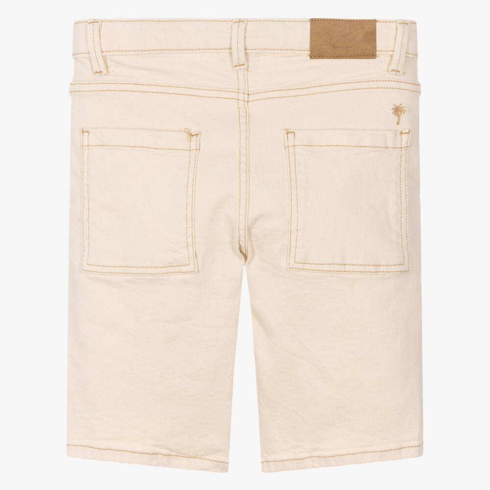 Mayoral Nukutavake-Boys Classic Beige Stretch Denim Bermudas | Childrensalon Outlet
