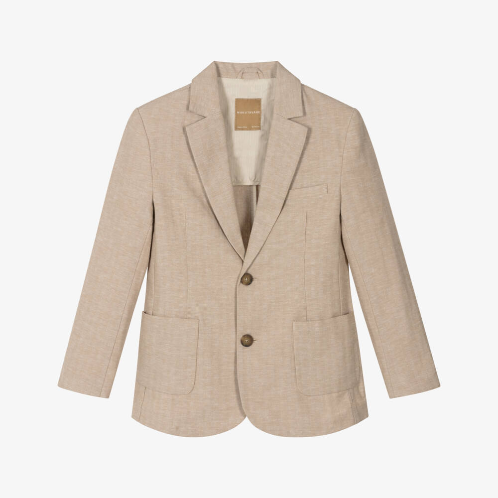 Mayoral Nukutavake-Boys Classic Beige Tailored Jacket | Childrensalon Outlet