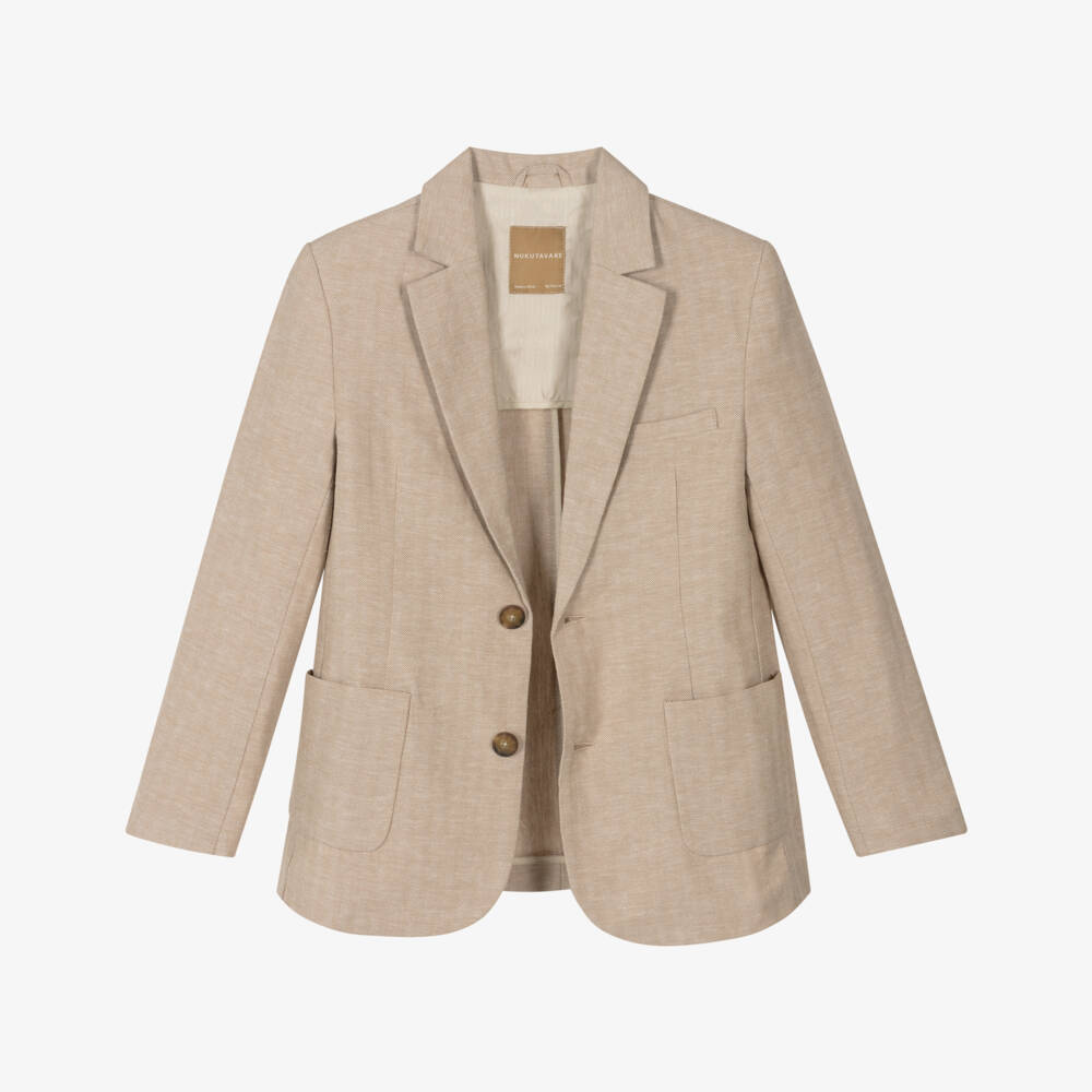 Mayoral Nukutavake-Boys Classic Beige Tailored Jacket | Childrensalon Outlet