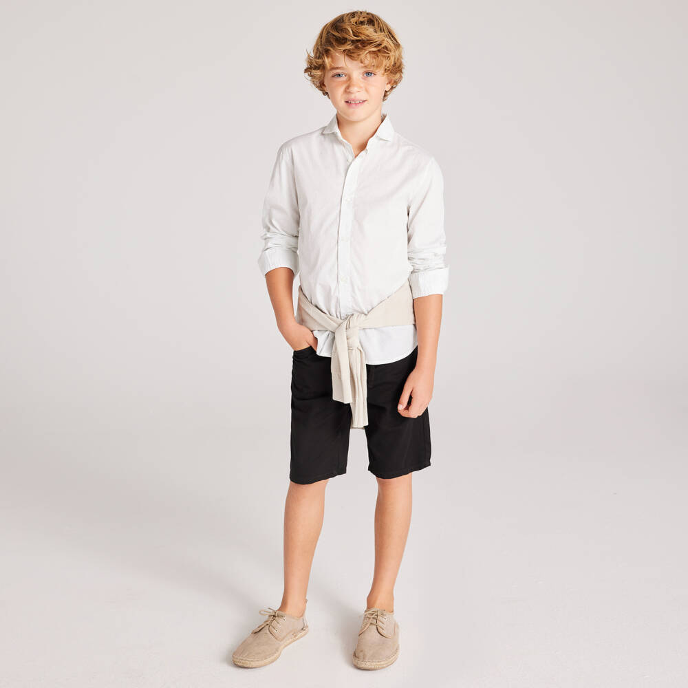 Mayoral Nukutavake-Boys Classic Black Cotton Shorts | Childrensalon Outlet