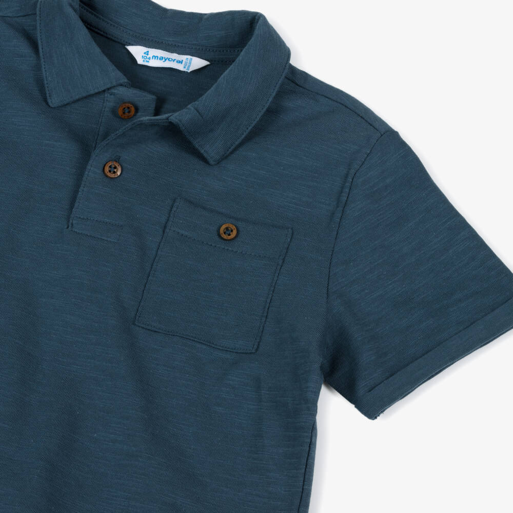 Mayoral-Boys Classic Blue Cotton Polo | Childrensalon Outlet