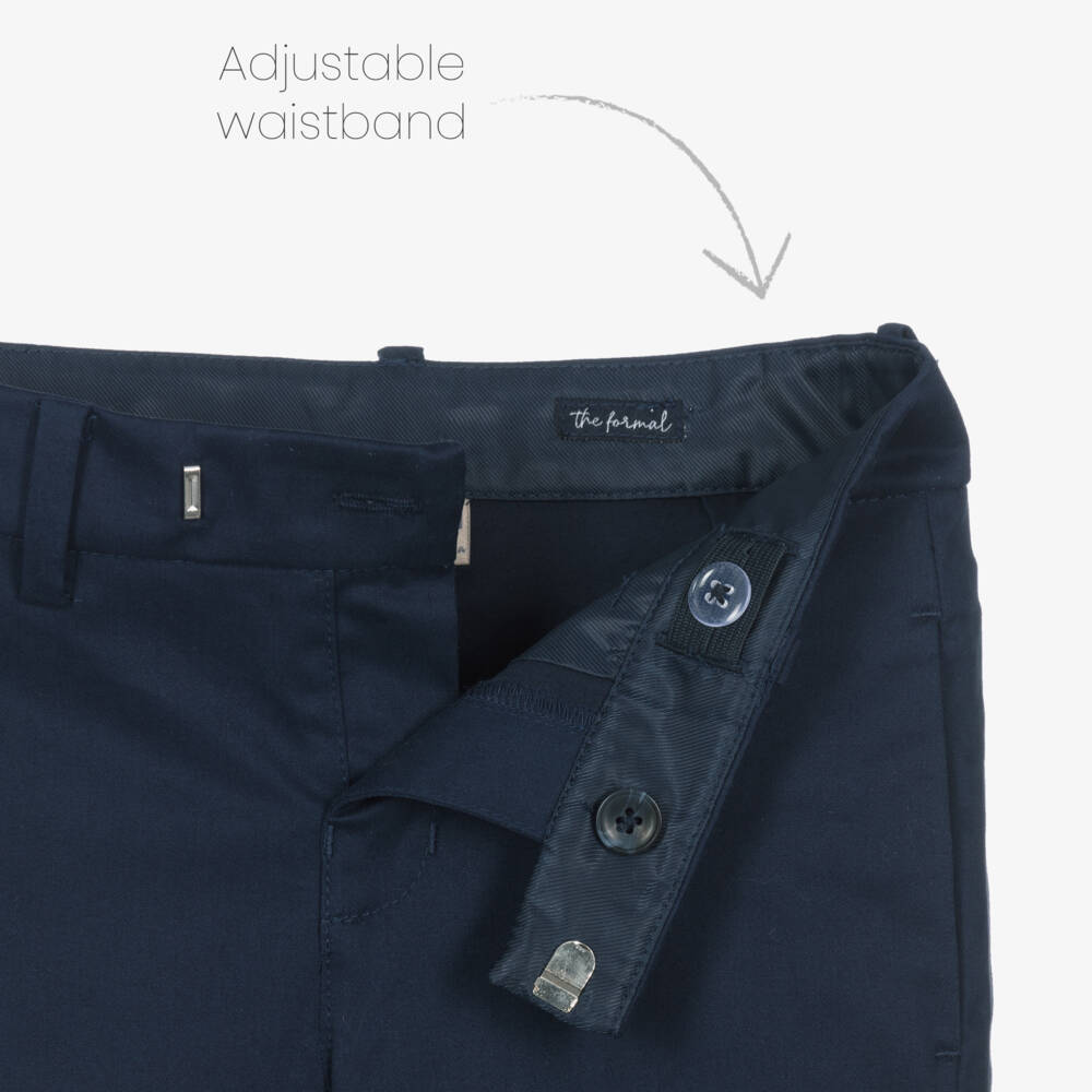 Mayoral-Boys Classic Blue Cotton Twill Pants | Childrensalon Outlet