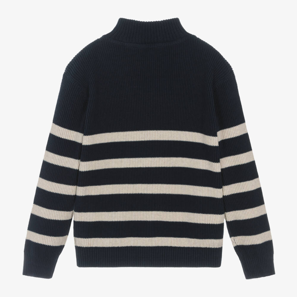 Mayoral Nukutavake-Boys Classic Blue Striped Knit Sweater | Childrensalon Outlet