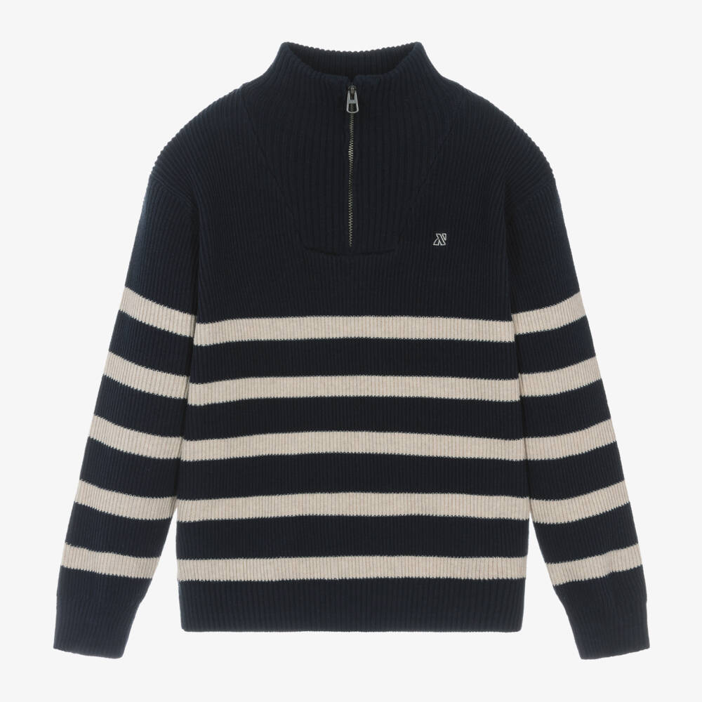 Mayoral Nukutavake-Boys Classic Blue Striped Knit Sweater | Childrensalon Outlet