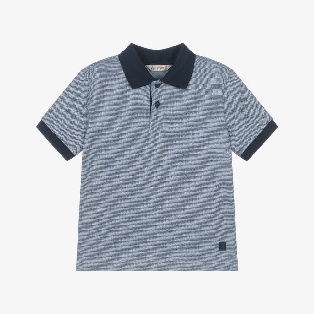 Mayoral-Boys Classic Blue Striped Polo Top | Childrensalon Outlet