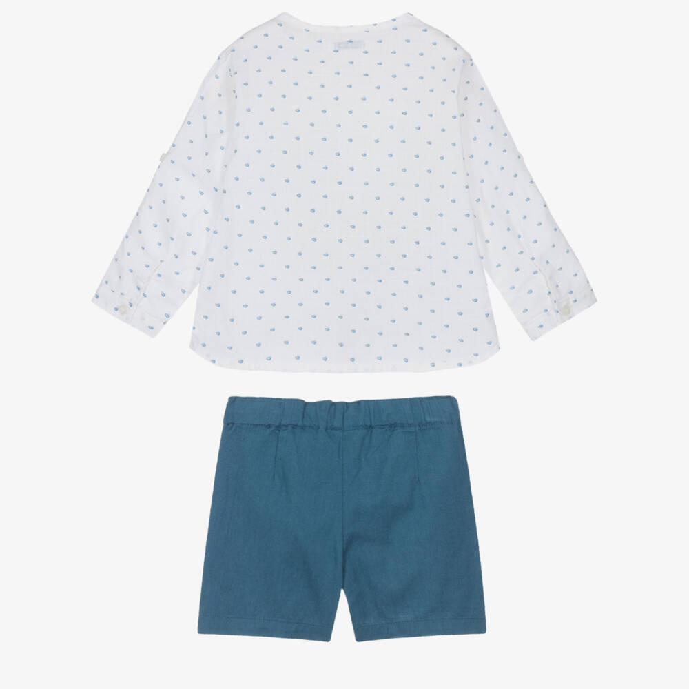 Mayoral-Классический синий и белый льняной комплект для мальчиков | Childrensalon Outlet