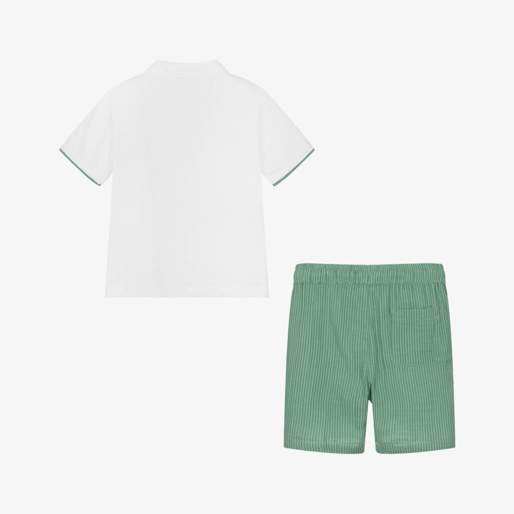 Mayoral-Boys Classic Green-White Shorts Ensemble | Childrensalon Outlet