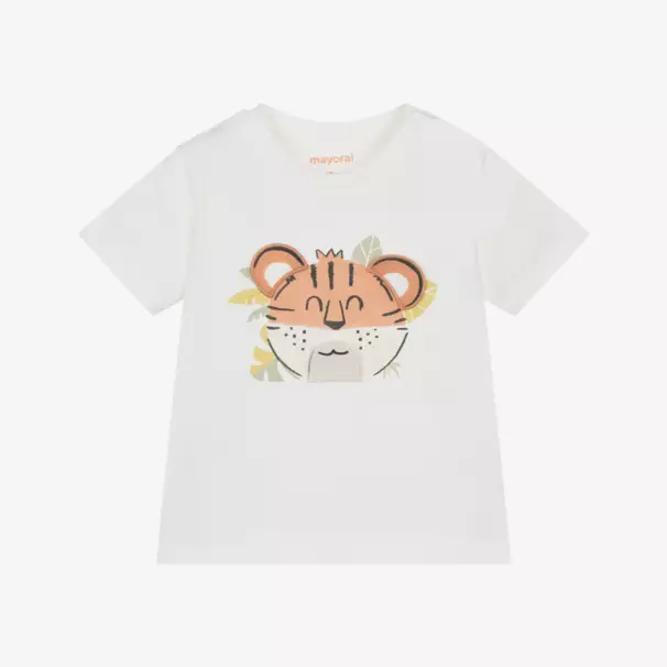 Mayoral-Классическая кремовая футболка с тигром для мальчиков | Childrensalon Outlet
