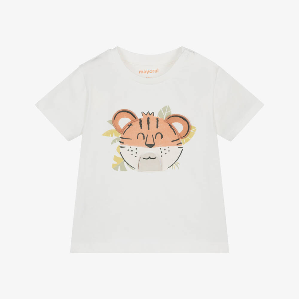 Mayoral-Boys Classic Ivory Tiger Tee | Childrensalon Outlet