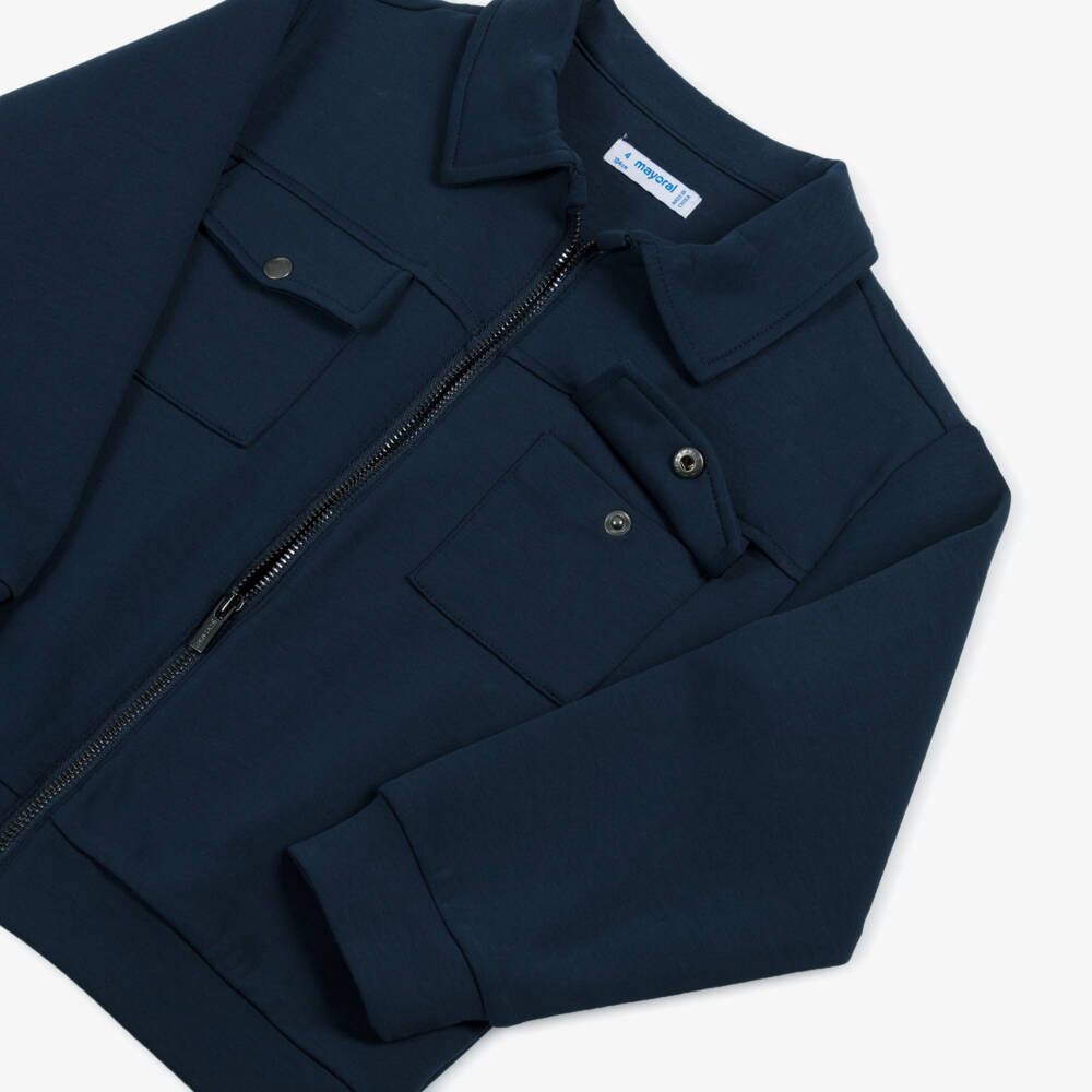 Mayoral-Boys Classic Navy Knit Jacket | Childrensalon Outlet