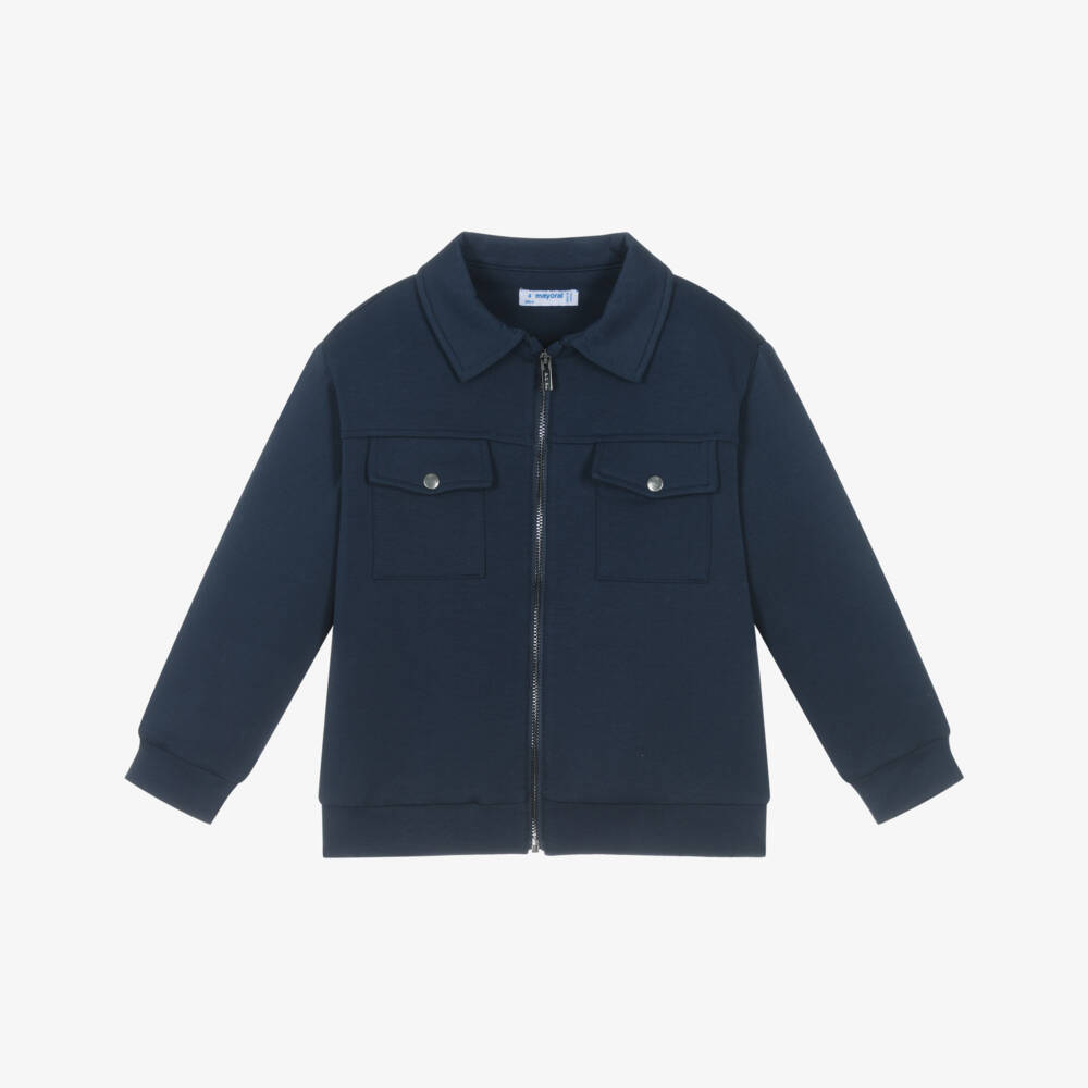 Mayoral-Boys Classic Navy Knit Jacket | Childrensalon Outlet