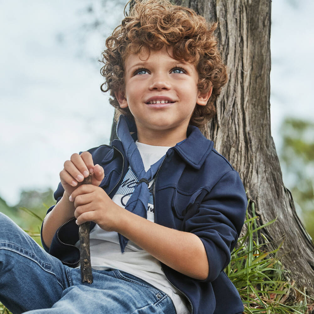 Mayoral-Boys Classic Navy Knit Jacket | Childrensalon Outlet