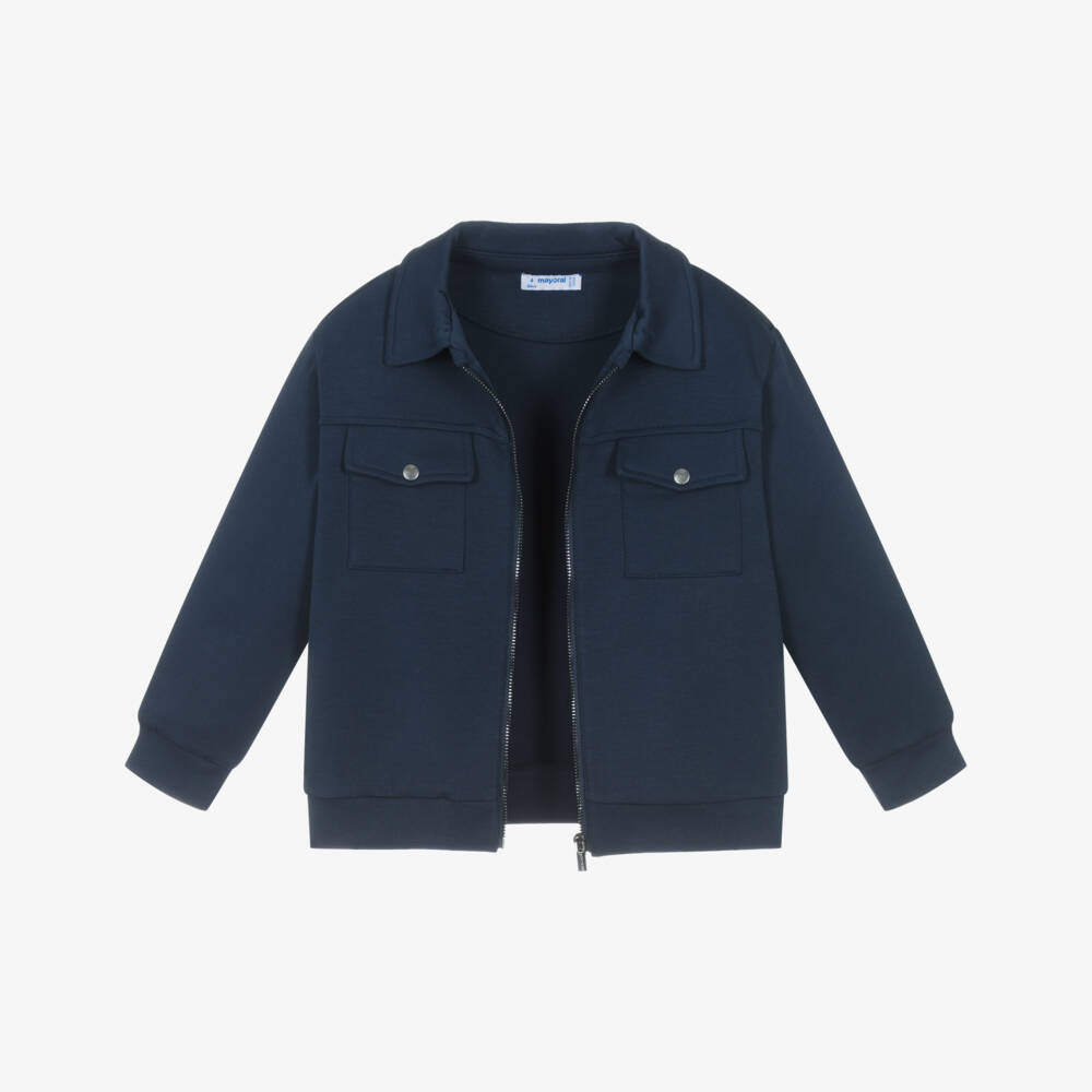 Mayoral-Boys Classic Navy Knit Jacket | Childrensalon Outlet