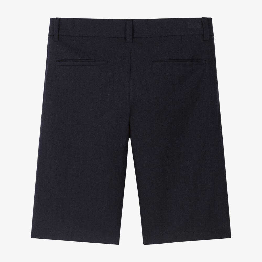 Mayoral Nukutavake-Boys Classic Navy Linen Blend Shorts | Childrensalon Outlet