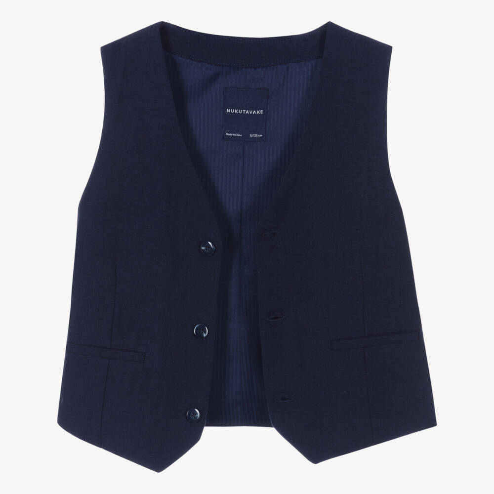 Mayoral Nukutavake-Boys Classic Navy Linen Vest | Childrensalon Outlet