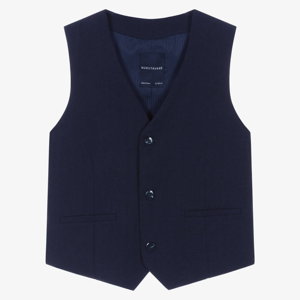 Mayoral Nukutavake-Boys Classic Navy Linen Vest | Childrensalon Outlet