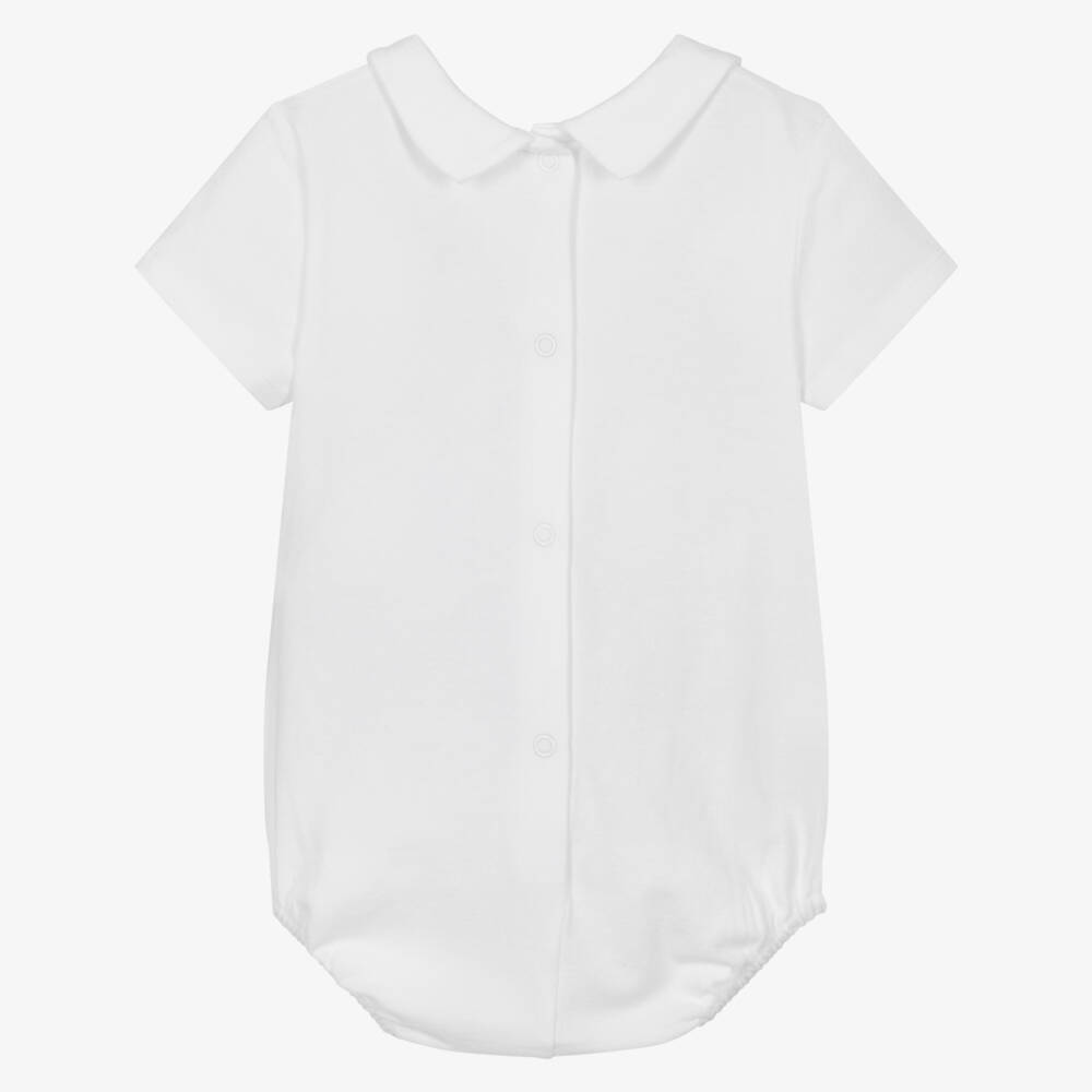 Mayoral Newborn-Boys Classic White Collared Bodysuit | Childrensalon Outlet